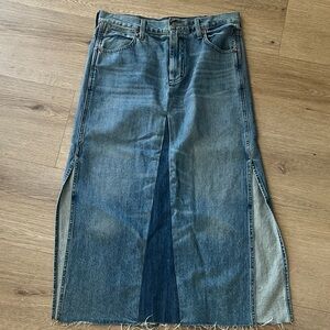 Lucky Brand Blue Denim Maxi Jeans Skirt with Front Panel